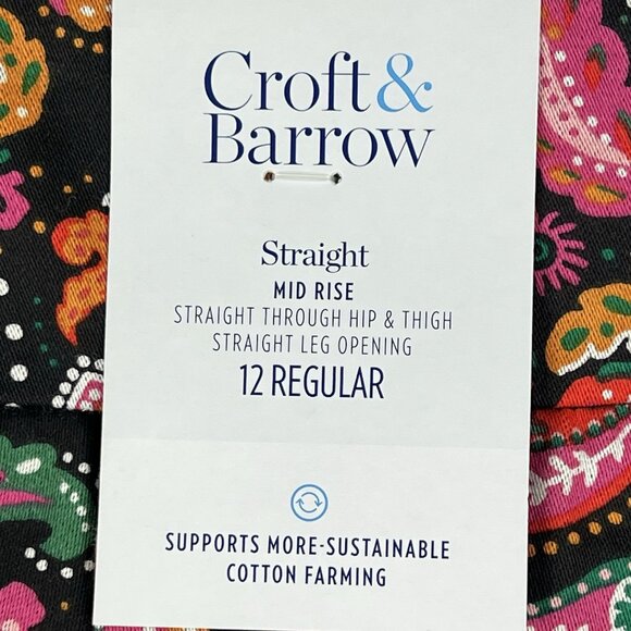 Croft & Barrow Women's Pull-on Paisley Multicolor Stretch Pants 12R Stretch NWT - Picture 3 of 14